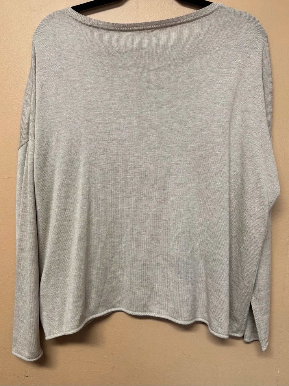 Garnet Hill Boxy Fit Sweater Silk Cotton Blend Slouchy Beige Oatmeal M Pullover - Picture 6 of 8
